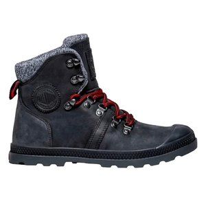 Palladium Pallabrouse Hiking Boots 10 Gray Leather Red Laces Utility Round Toe